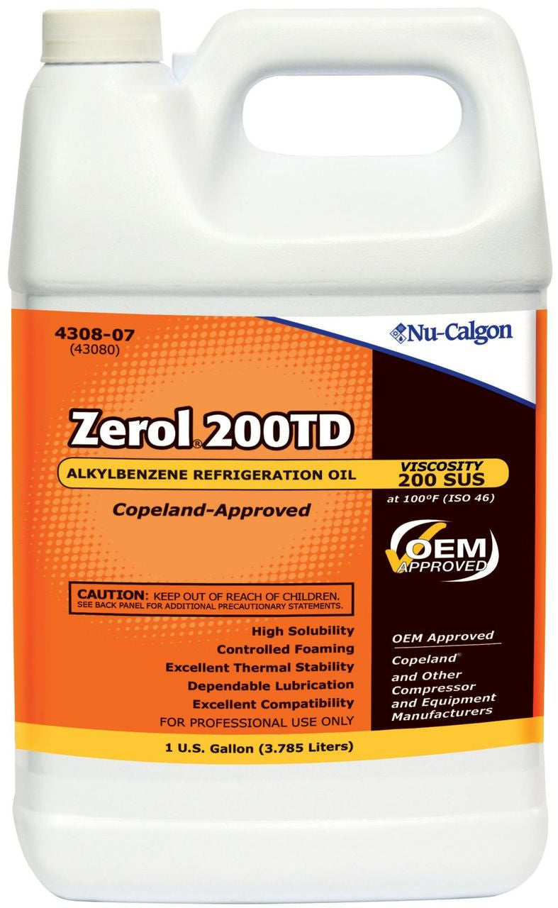 Nu Calgon 4308-07 Zerol 200TD Alkylbenzene Refriger Oil 1 GL
