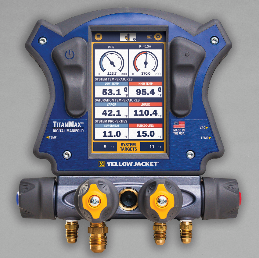 Yellow Jacket 40880 TITANMAX Digital Manifold Backpack Kit with Set of 4 PLUS II Hoses
