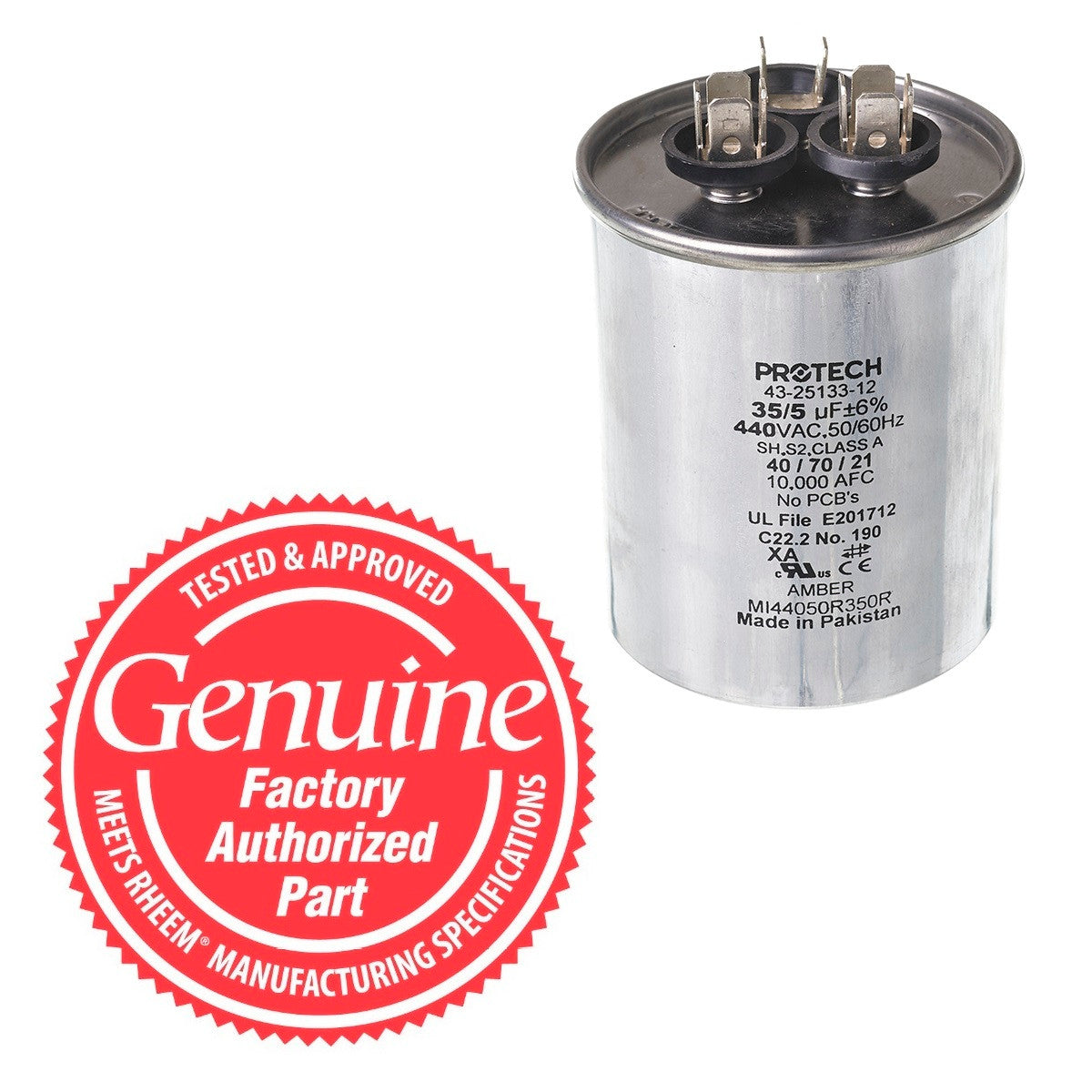 Rheem 43-25133-12 Dual Round Capacitor 35 + 5 MFD x 440V
