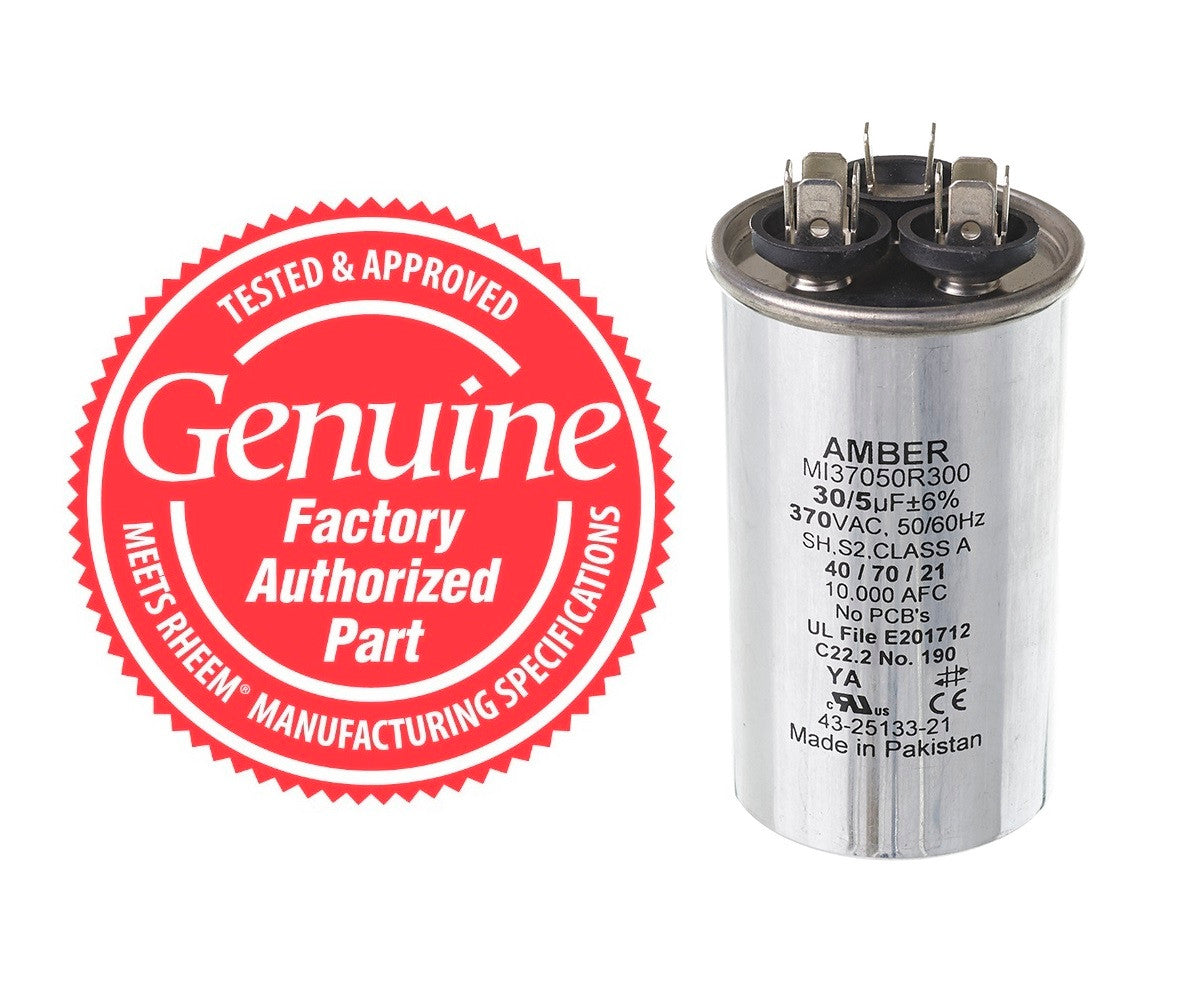 Rheem 43-25133-21 Dual Round Capacitor 30 + 5 MFD x 370V