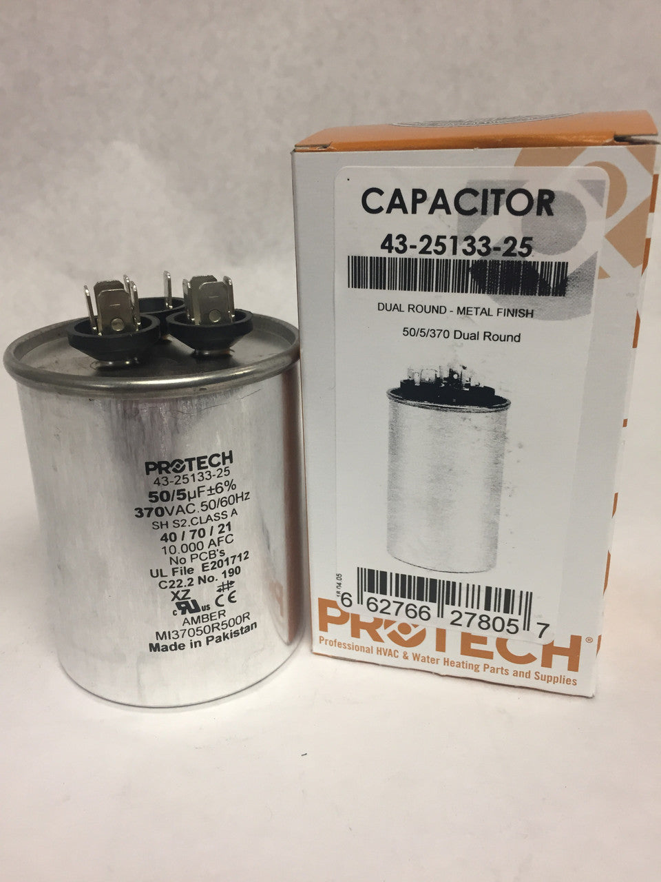 Rheem 43-25133-25 Dual Round Capacitor 50 + 5 MFD x 370V