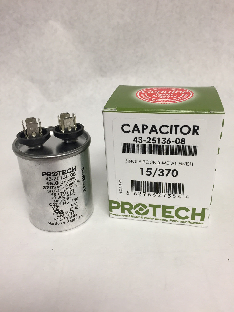 Rheem 43-25136-08 Round Capacitor 15 MFD x 370V