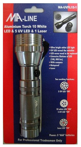 Aluminum Torch LED UltraViolet Light MA-UVFL15-1