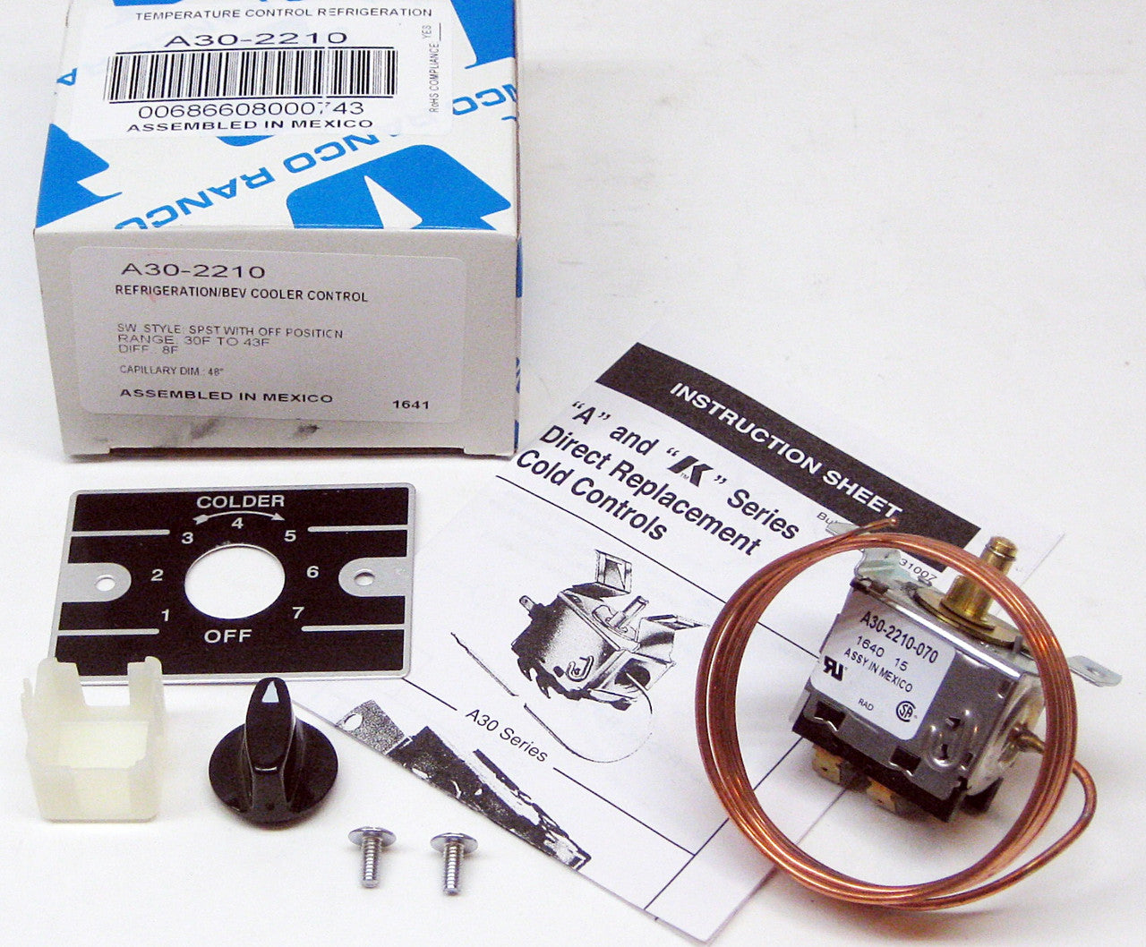Ranco A30-2210 Refrigeration & Beverage Cooler Cold Control