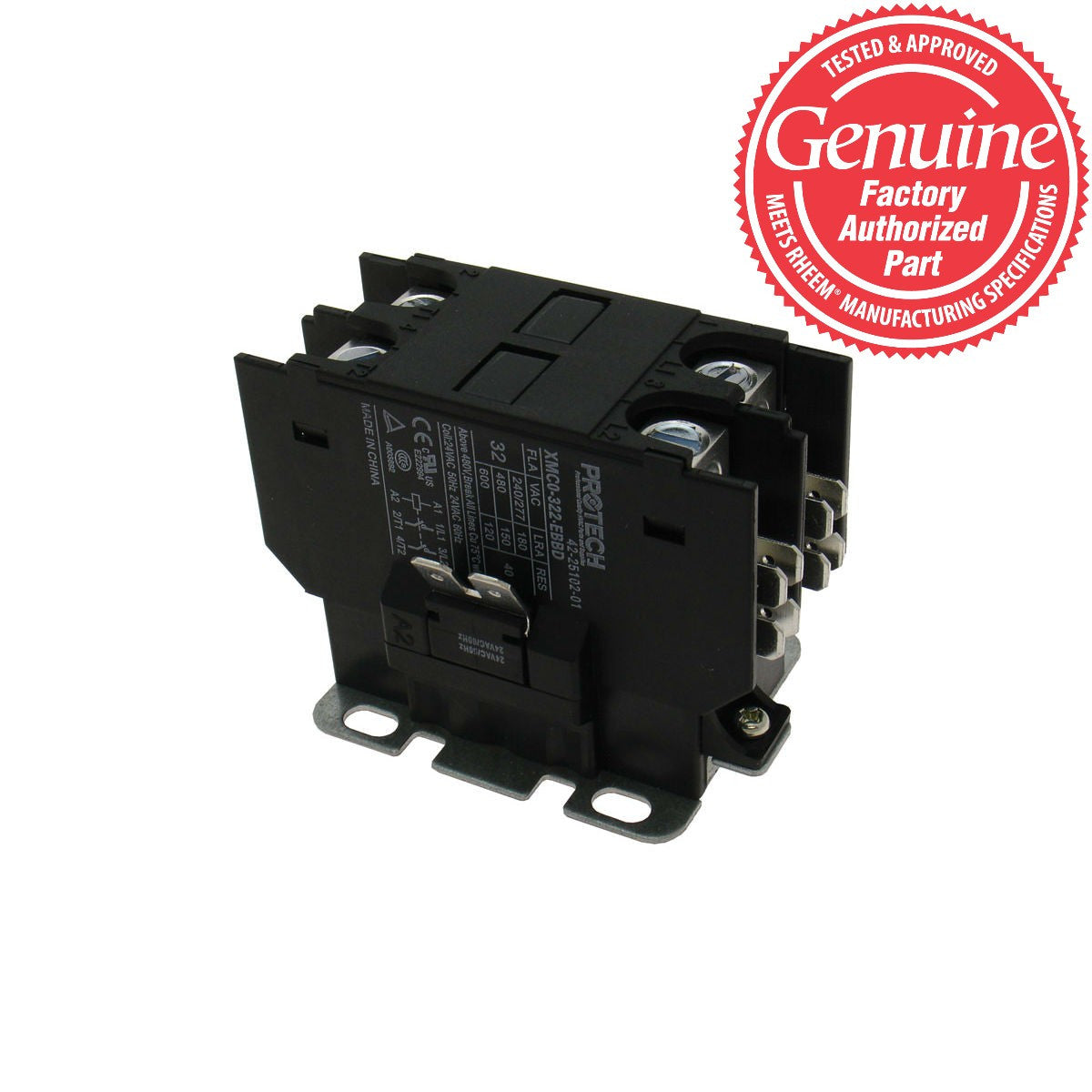 Rheem Protech 42-25102-01 Contactor 30A 2 Pole 24V Coil