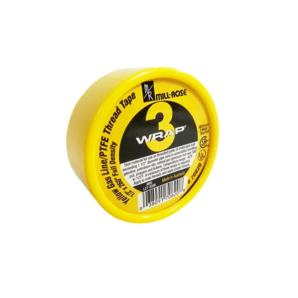 Mill-Rose 70820 Yellow Ptfe Thread Seal Tape 1/2 X 260"