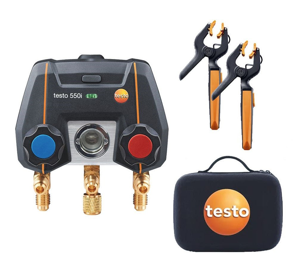 Testo 550i App Operated Manifold, Wireless Temp Probes and Case