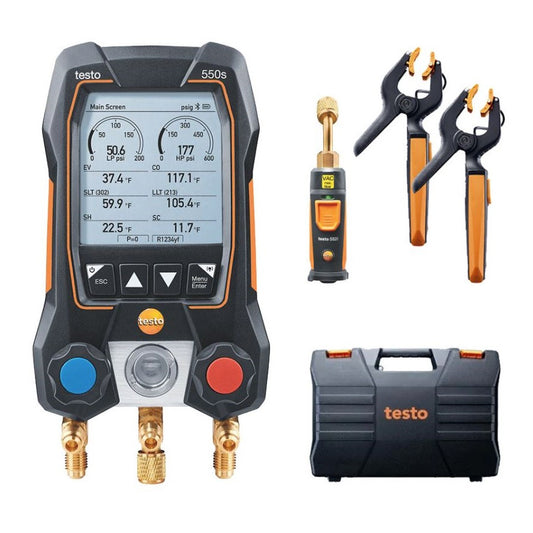 Testo 550s Smart Digital Manifold with Wireless Vacuum, Temp Probes and Case