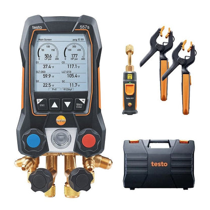 Testo 557s Smart Digital Manifold, Wireless Temp and Vacuum Probes and Case