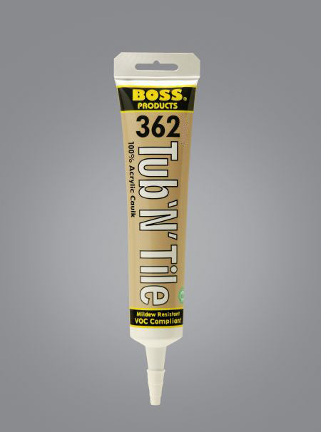 BOSS 362 Bright White Acrylic Tub & Tile Caulk 5.5 oz. tube