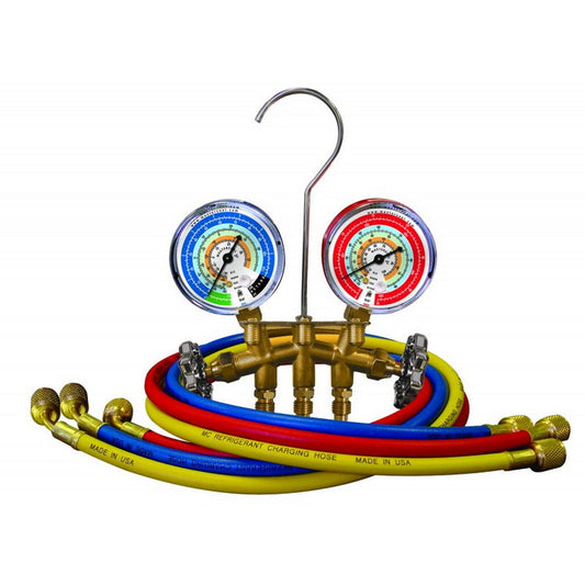 Mastercool 33661 2-Way Brass Manifold Gauge Set w/ 60" Hoses
