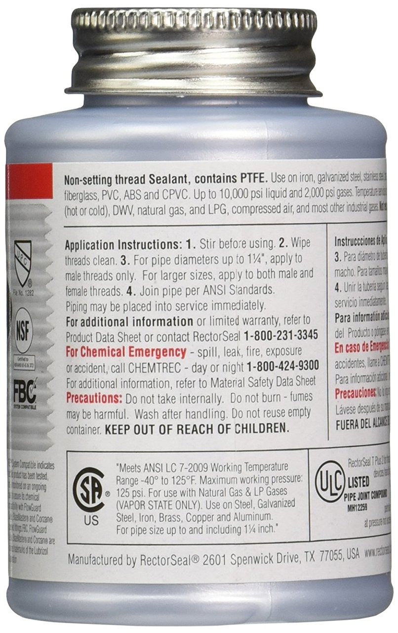 RectorSeal T Plus 2 Pipe Thread Sealant Pint Brush Top