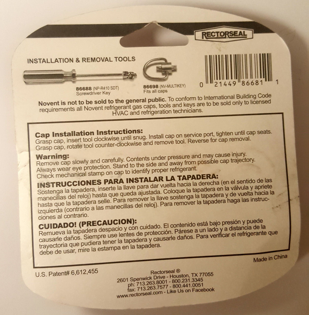 RectorSeal 86668 Novent Pink R410 Cap 1/4" thread, 10 pk