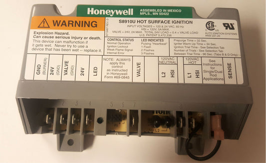 Honeywell S8910U3000 Universal Igniter HSI 24VAC 120V