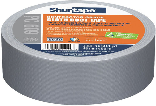 Shurtape PC 609 Performance Grade Co-Extruded Cloth Duct Tape, 48mm x 55m Silver