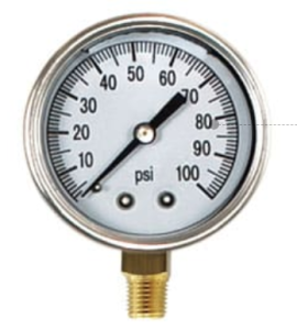 Calefactio GAGE0-100BOTTOM Gauge 1/8" MNPT 100PSI