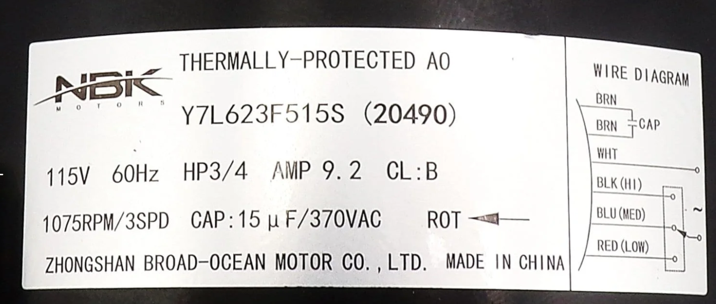 Carrier Blower 3/4 Motor 82113 HC45TE113 5KCP39PGV623CS