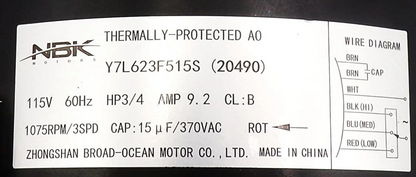 Carrier Blower 3/4 Motor 82113 HC45TE113 5KCP39PGV623CS