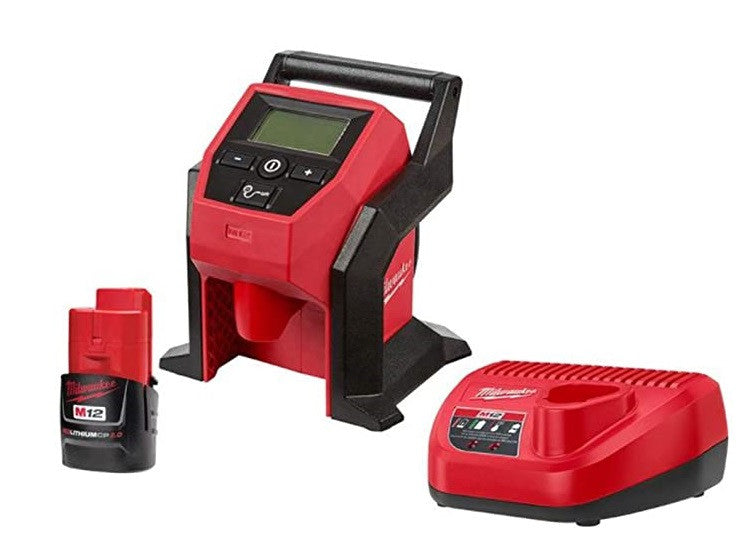 Milwaukee M12 Compact Inflator with 2 Ah Battery Charger Kit