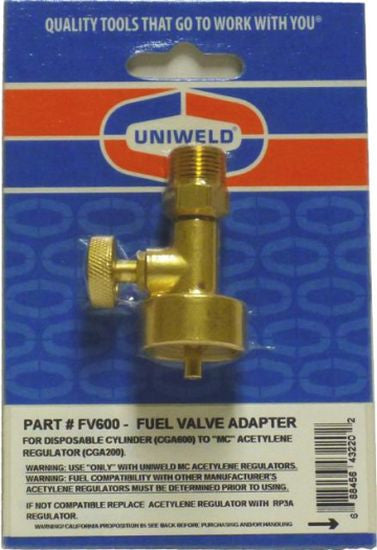 Uniweld FV600 Acetylene Regulator to Propane Tank Adapter