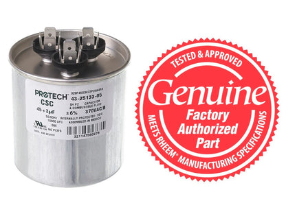 Rheem 43-25133-05 Dual Round Capacitor 45 + 3 MFD x 370V