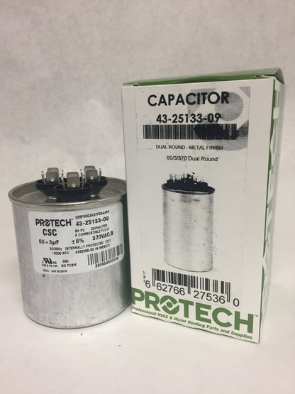 Rheem 43-25133-05 Dual Round Capacitor 45 + 3 MFD x 370V