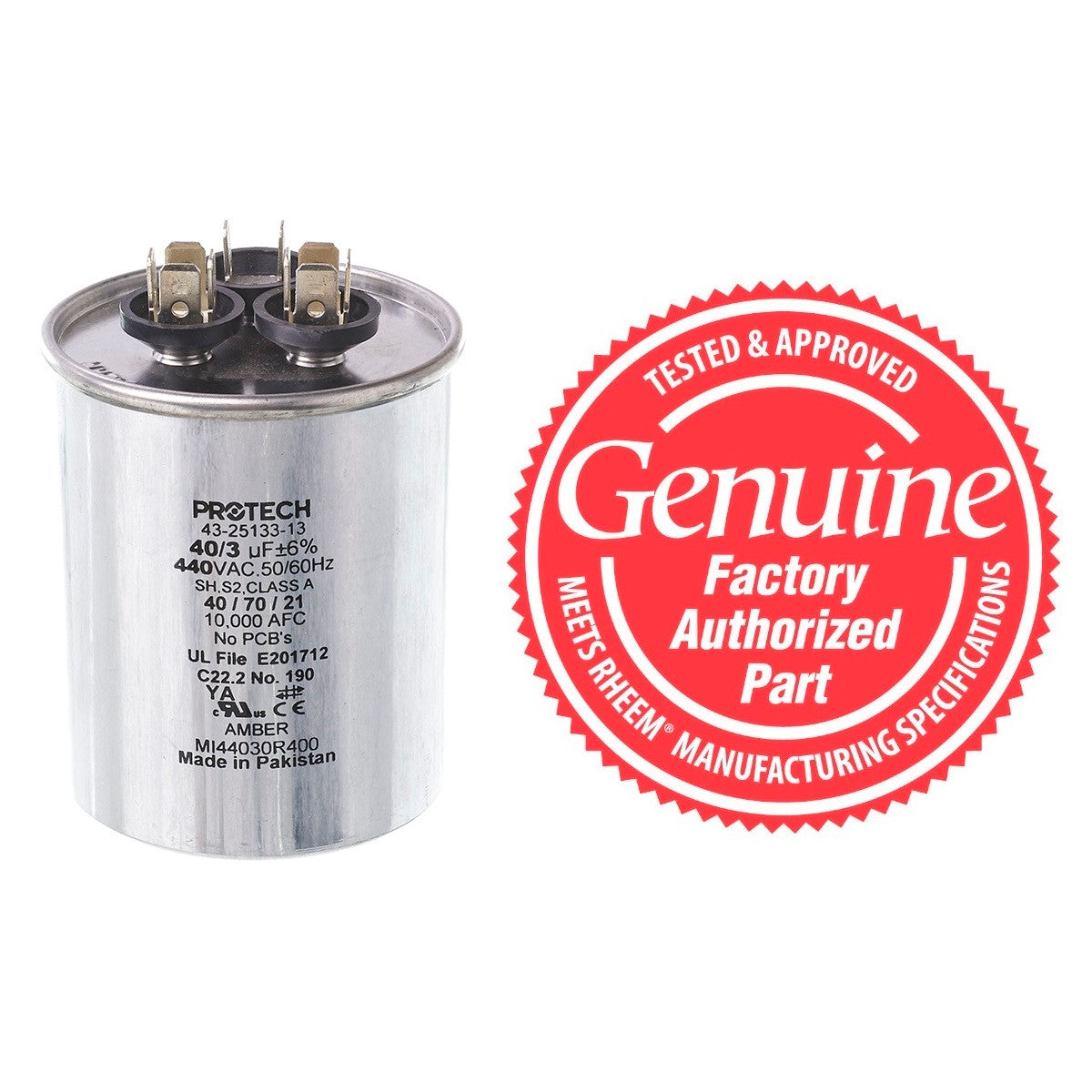 Rheem 43-25133-13 Dual Round Capacitor 40 + 3 MFD x 440V