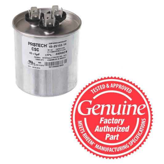 Rheem 43-25133-14 Dual Round Capacitor 40 + 5 MFD x 440V