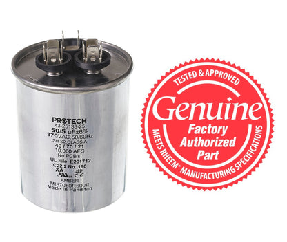 Rheem 43-25133-25 Dual Round Capacitor 50 + 5 MFD x 370V