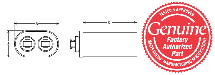 Rheem 43-25134-01 Oval Capacitor 3 MFD x 370V