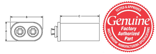 Rheem 43-25134-01 Oval Capacitor 3 MFD x 370V