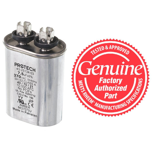 Rheem 43-25134-03 Oval Capacitor 7.5 MFD x 370V