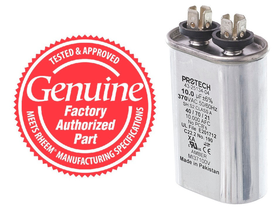 Rheem 43-25134-04 Oval Capacitor 10 MFD x 370V