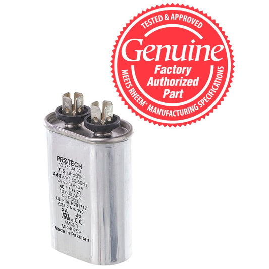 Rheem 43-25134-33 Oval Capacitor 7.5 MFD x 440V