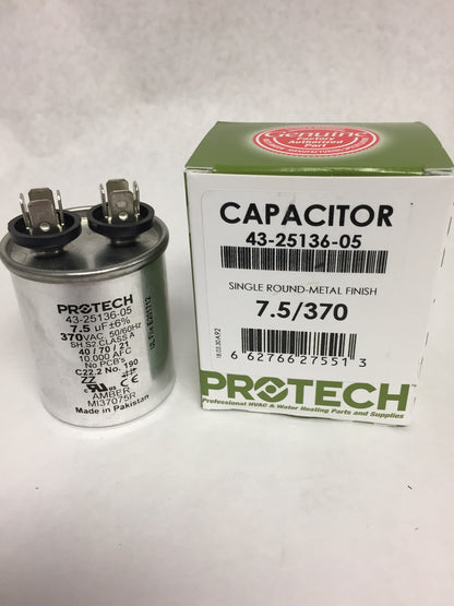 Rheem 43-25136-05 Round Capacitor 7.5 MFD x 370V