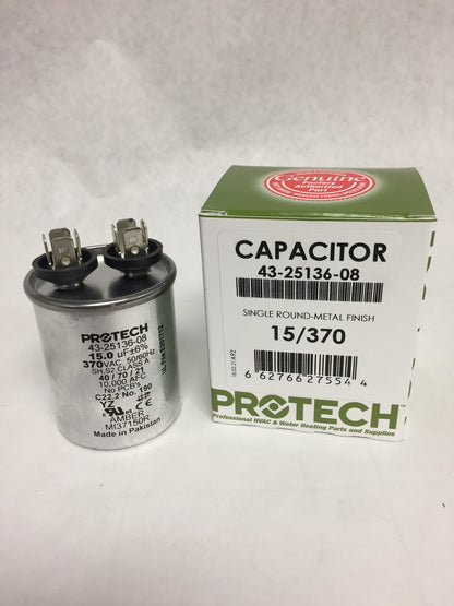 Rheem 43-25136-08 Round Capacitor 15 MFD x 370V