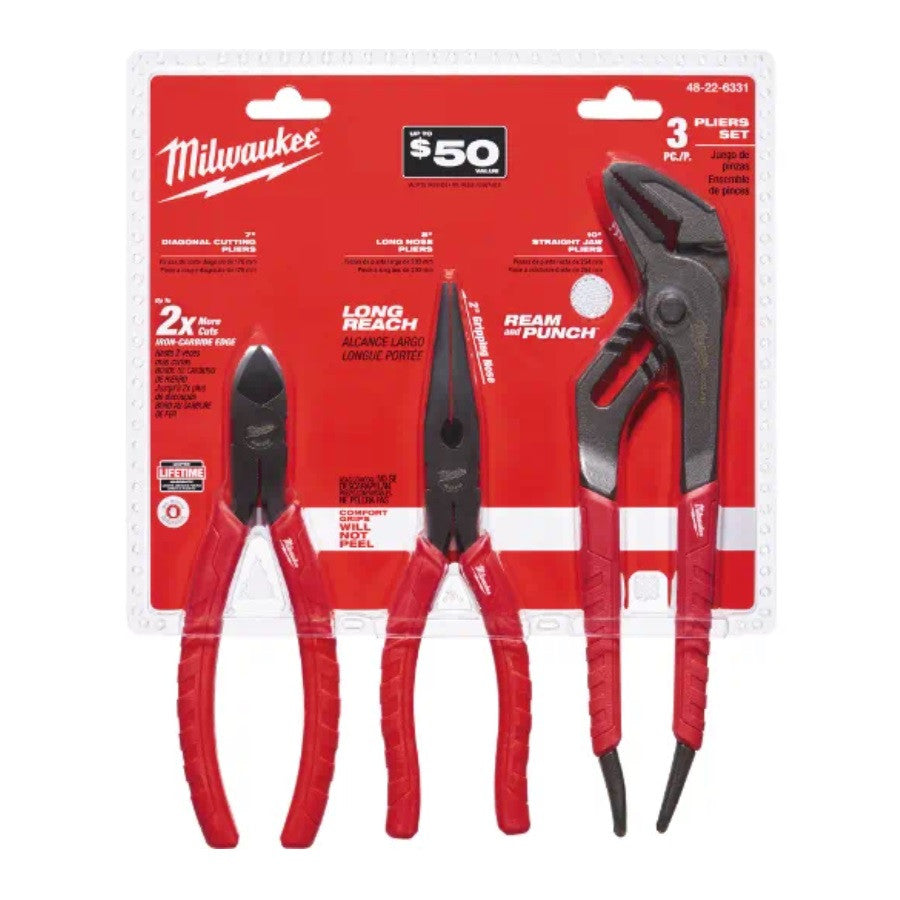 Milwaukee Comfort Grip Pliers Kit - 3 PC 48-22-6331