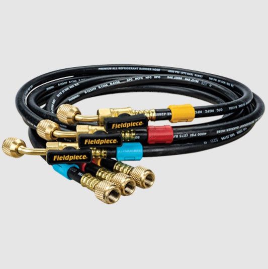 Fieldpiece HR3B Ball Valve Refrigerant Hose Set (3) with Color Tags - 1/4" x 1/4" (5')