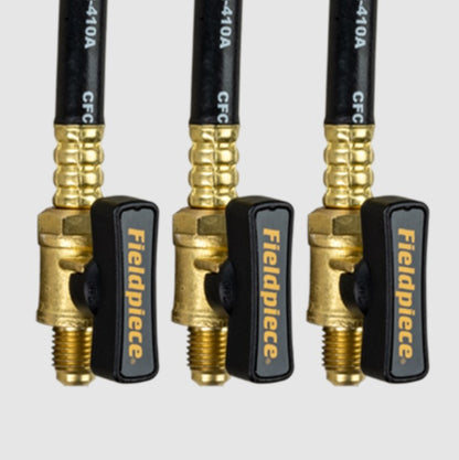 Fieldpiece HR3XB Ball Valve Refrigerant Hose (RYB) Extension Set (3) - 1/4" x 1/4" (8")