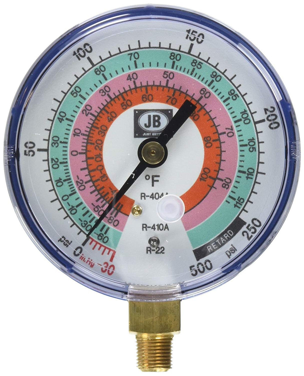 JB Industries M2-820 3-1/8" Low Side Glow-in-the-dark Gauge