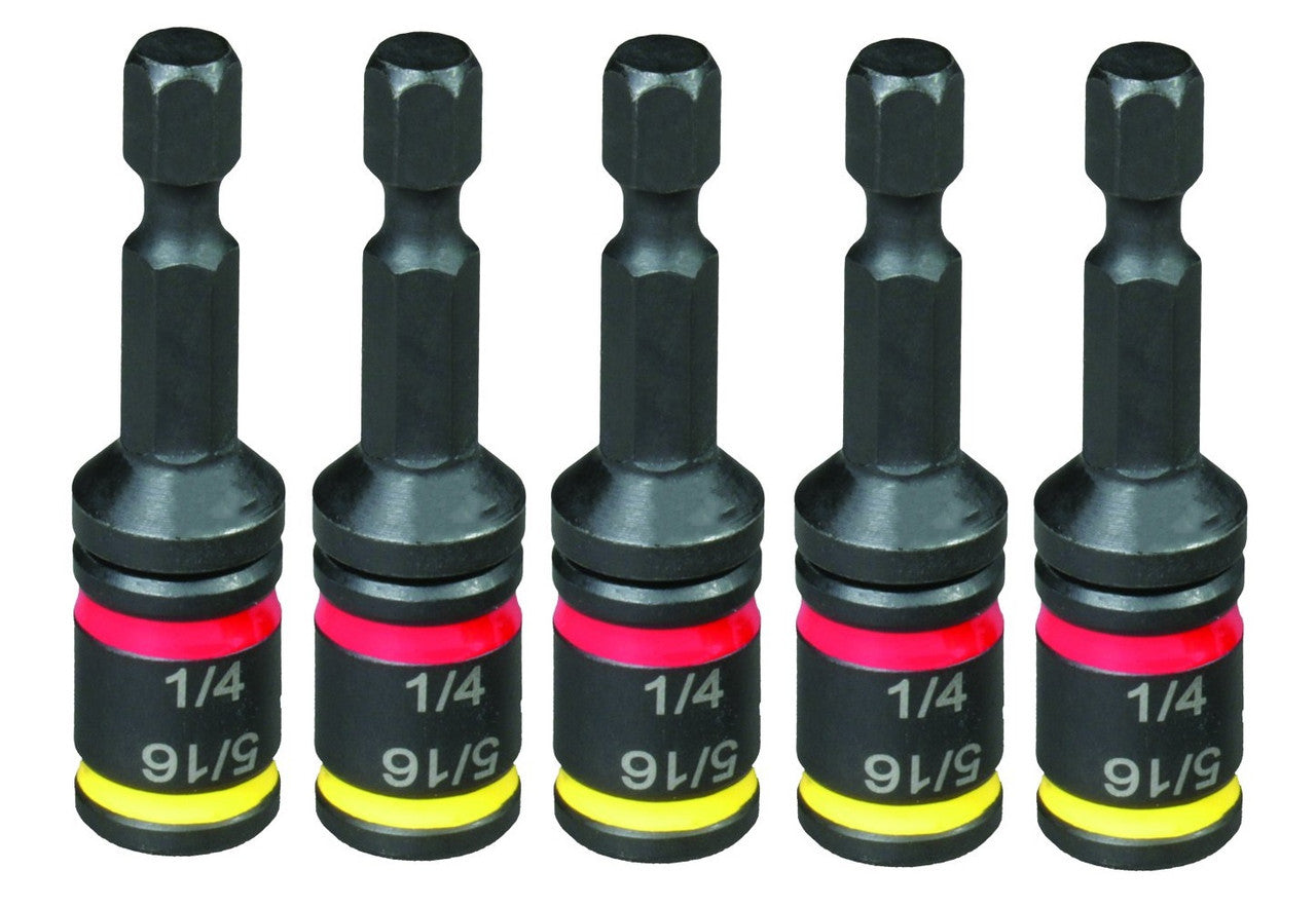 Malco MSHC 2" C-RHEX Dual 1/4" & 5/16" Magnetic Hex Driver, 5 Pack