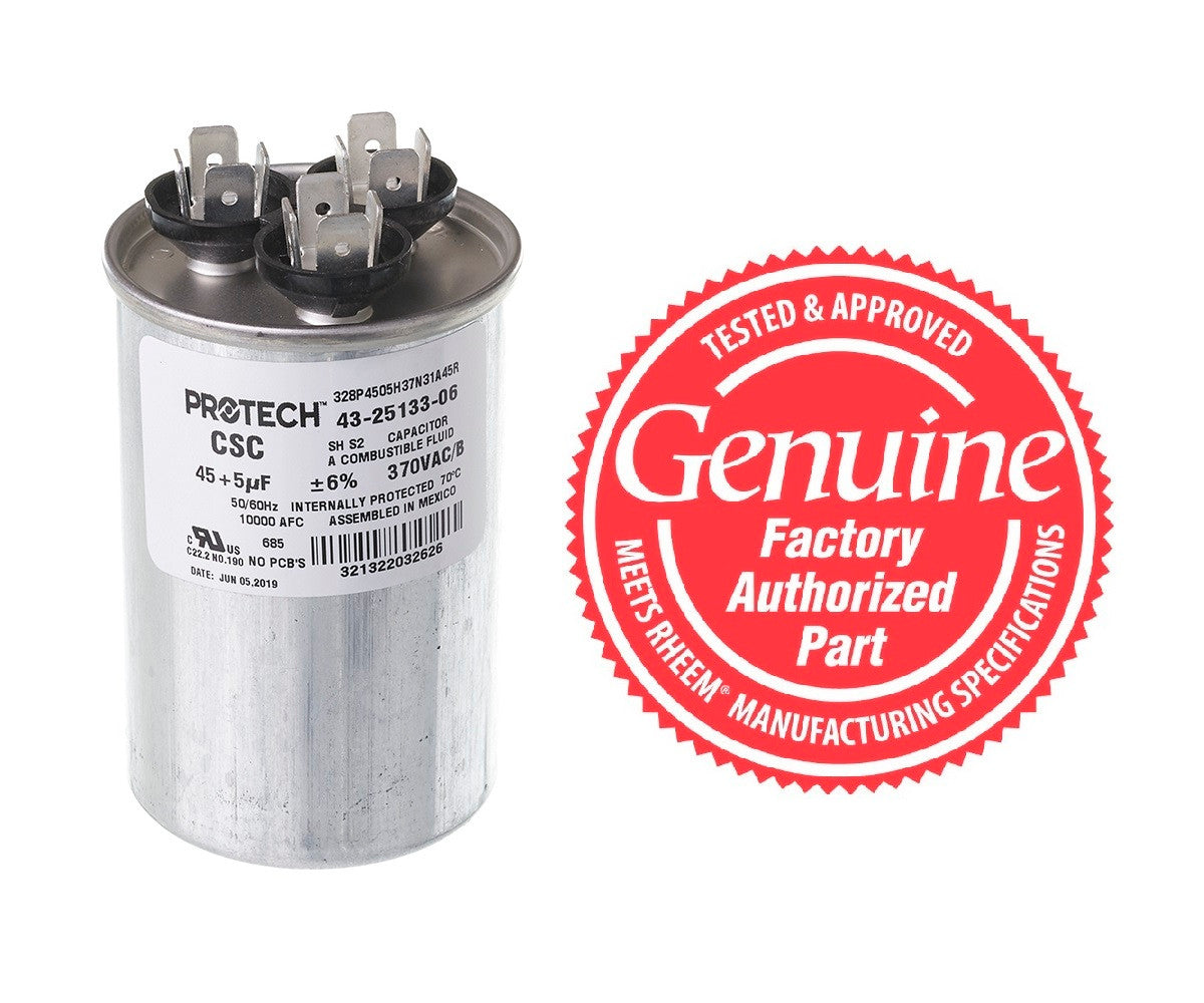 Rheem Ruud 43-25133-06 Round Dual Capacitor 45/5x370