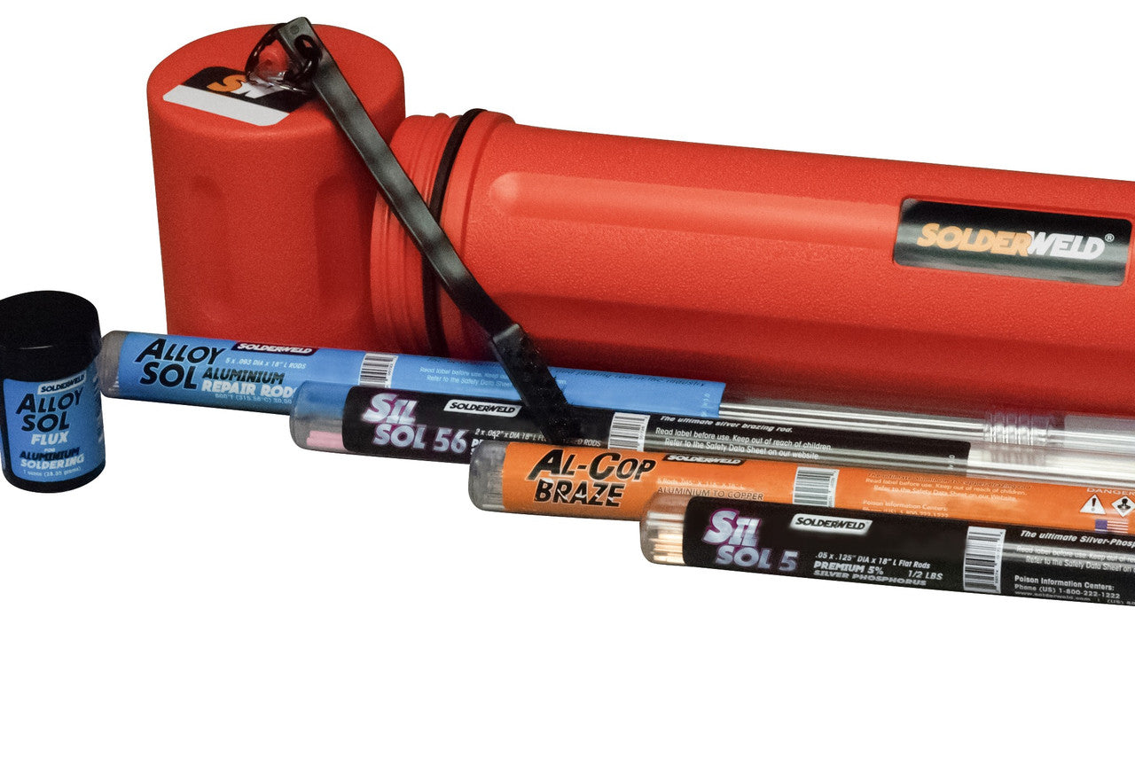 SolderWeld SW-HVAK15 Brazing Pack 56% and 15% Braze Rods Al-Cop Solder and Flux