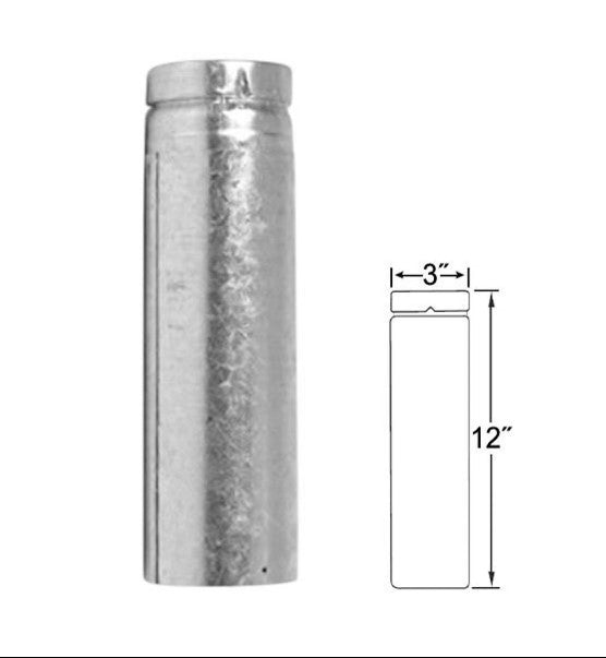Selkirk 3RV-AJ12 Type B Round Gas Vent Pipe 12in Adj. Length