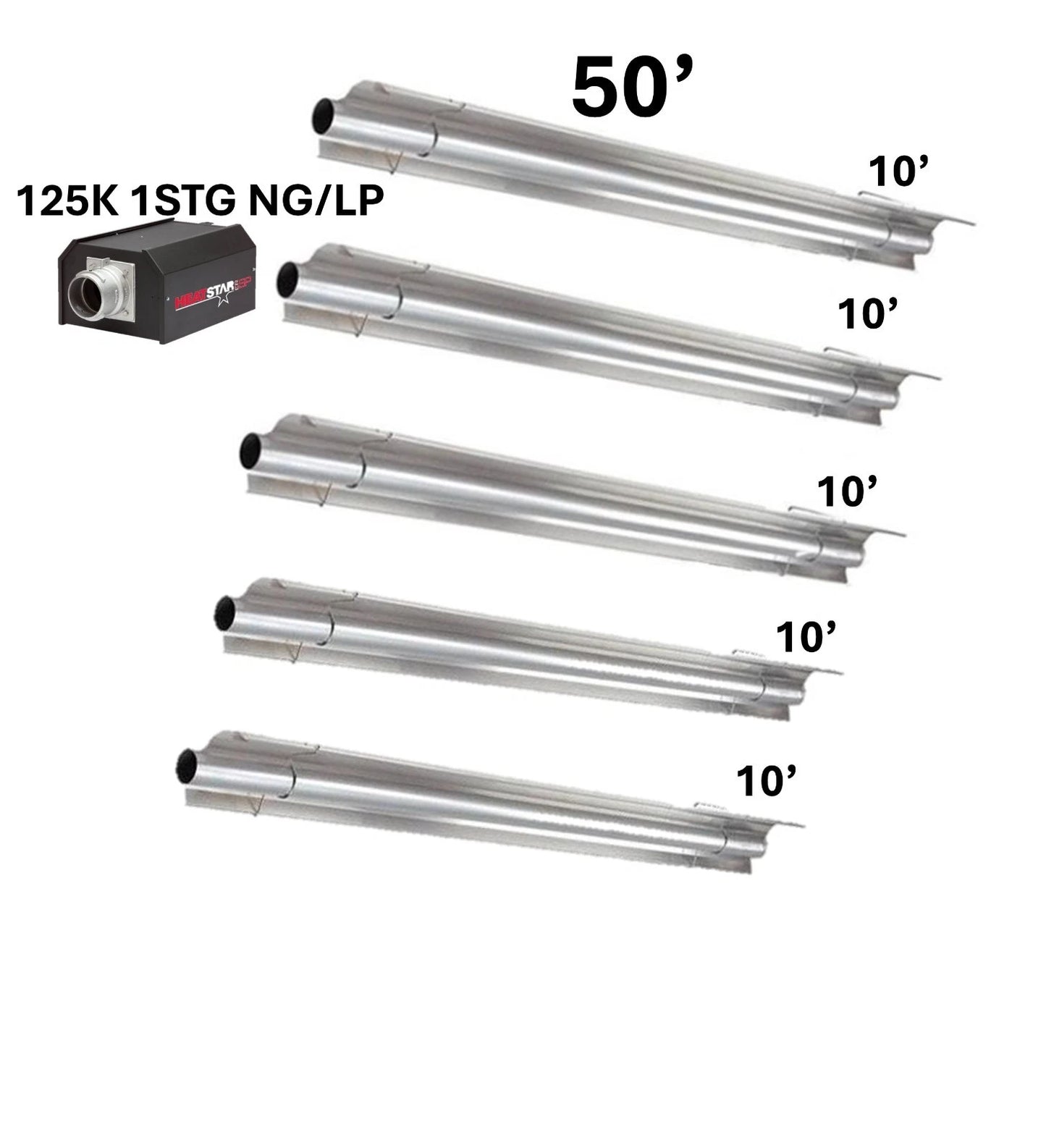 Heatstar ERXL 50' 125,000 BTU Radiant Tube Heater NG or LP